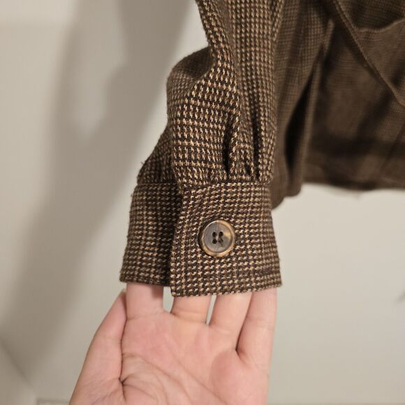 True Vintage 70s Palena Jacket Shacket Wool Blend Button Up Large Womens Brown - Picture 6 of 10